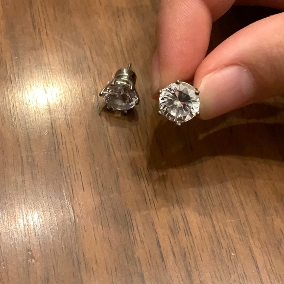 Silver Fossil Stud Earrings - Picture 2 of 3